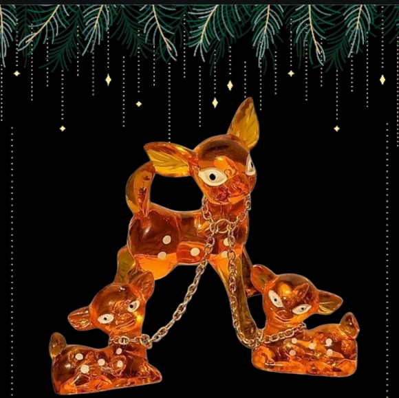 Vintage 3 Bambi Acrylic Figurines  Orange Artoff 60 or 70s Retro Mid Century - Picture 12 of 12